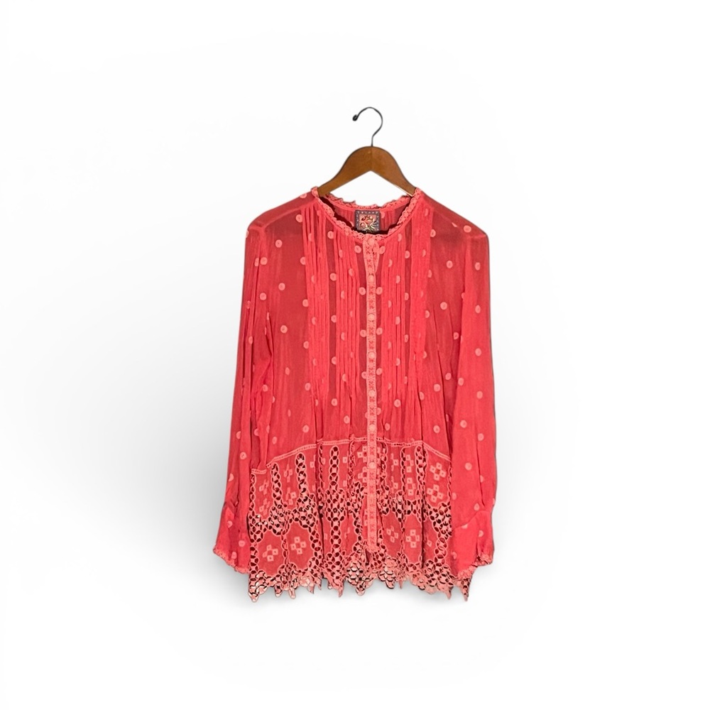 Johnny Was Baez Phaedra Coral Blouse
